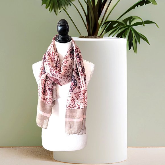 Nadine West Accessories - Chic Scarf in Tan, Burnt Red and Navy Fashionable NWT